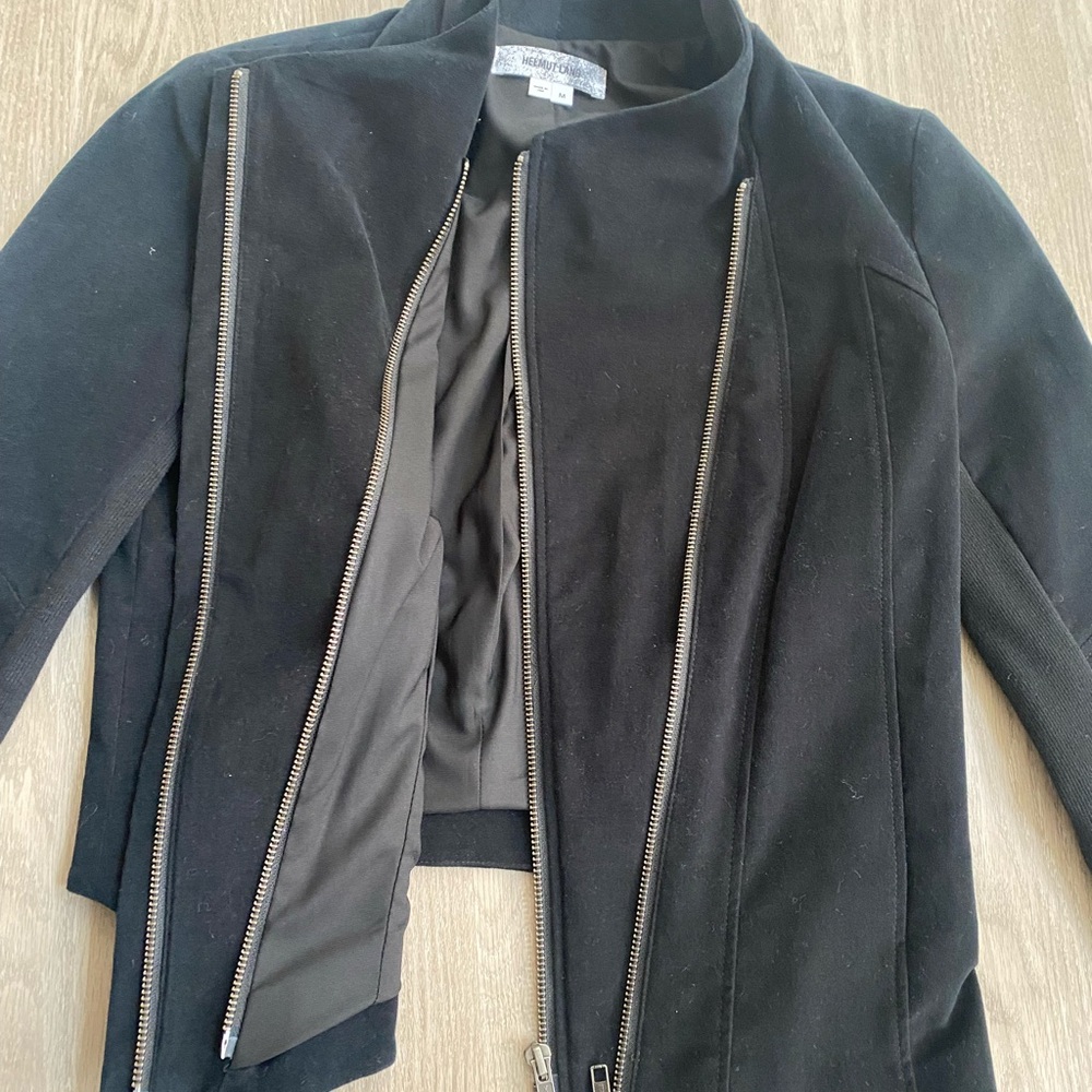 Helmut Lang Black Moto Jacket with Asymmetric Zip & hemline size M Grunge Goth - Picture 4 of 8